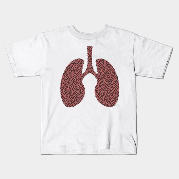 Turing Pattern Lungs (Rose Gold) Kids T-Shirt by John Uttley